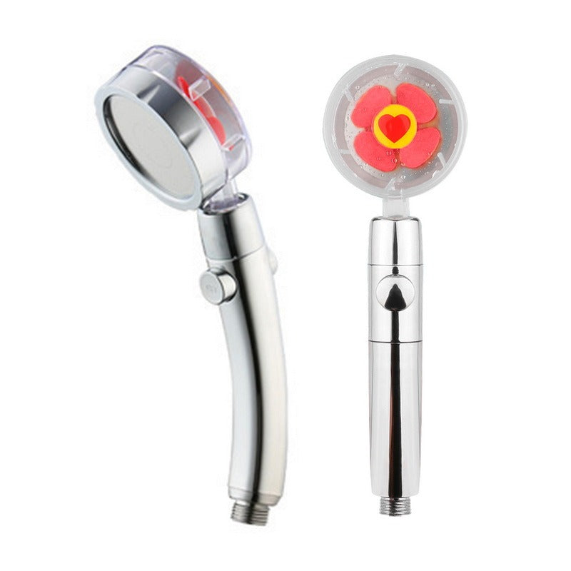 Propeller Driven Shower Head with Stop Button and Cotton Filter Turbocharged High Pressure Handheld Shower Nozzle